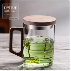 办公室泡茶杯耐热玻璃茶杯带把带盖月牙杯绿茶杯茶水分离男款喝茶杯子
